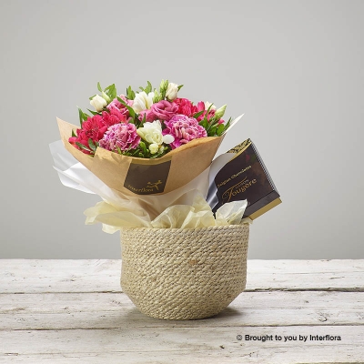 Rustic Raspberry Basket with Chocolates